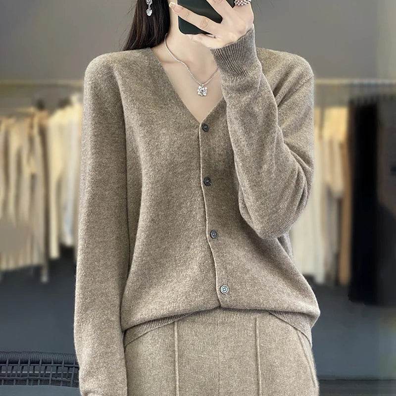 Wool Cardigan – Soft Cashmere O-Neck Sweater - Stylemein