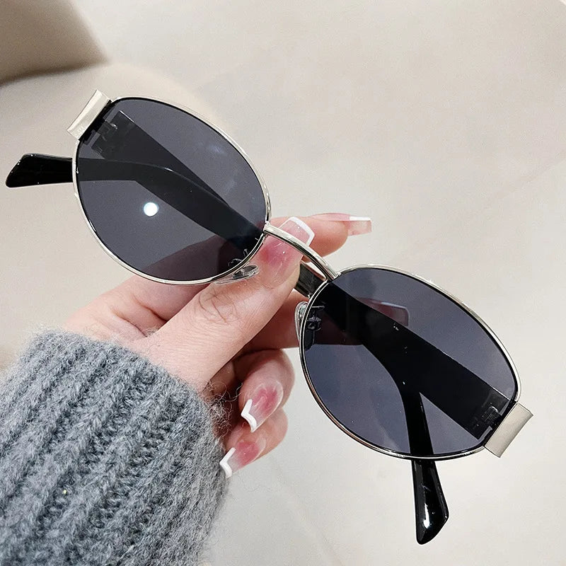 Retro Oval Metal Frame Sunglasses – Classic Unisex UV400 Eyewear for Outdoor Style and Sun Protection
