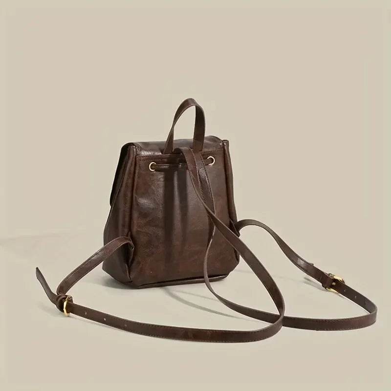 Small Drawstring Backpack for Women: PU Leather Mini Backpack for School & Travel - Stylemein