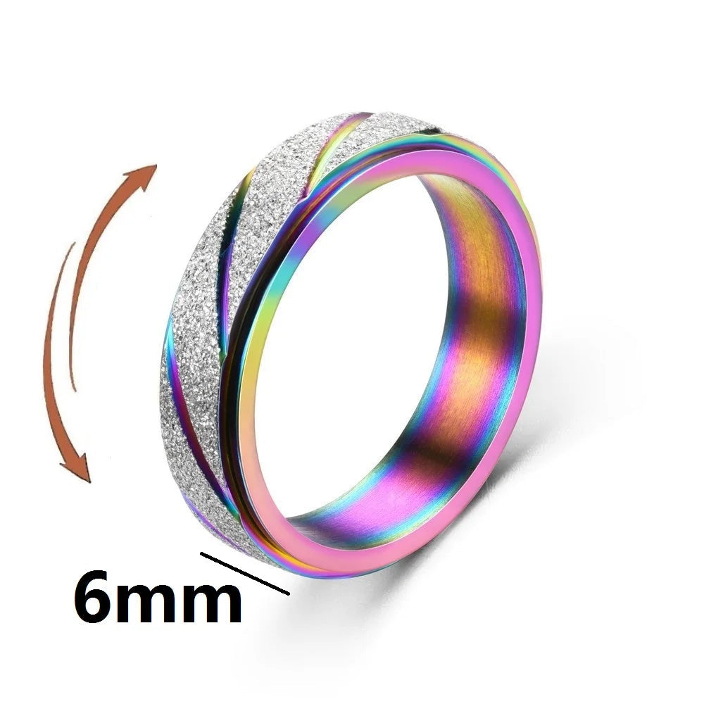 Anti-Stress Fidget Spinner Couple Rings – Rotating Stainless Steel Band for Lovers