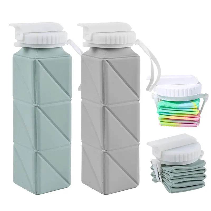 Collapsible silicone water bottle folded


