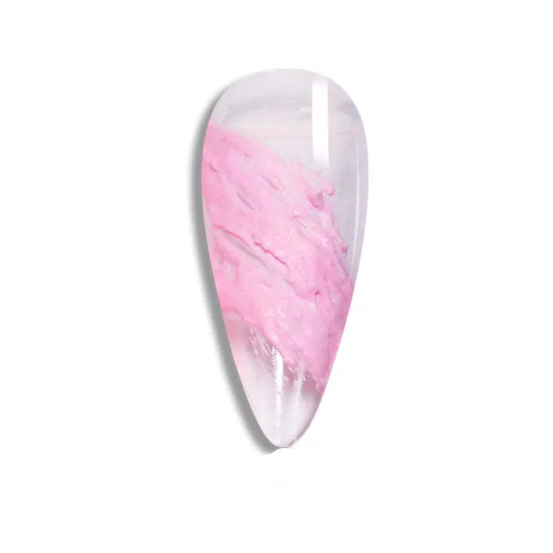 Marbled pink and white nail polish on a white background