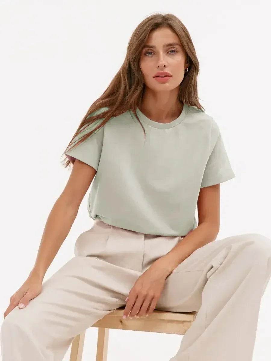 100% Cotton Women’s T-Shirt – Loose Fit Summer Basic Tee - Stylemein