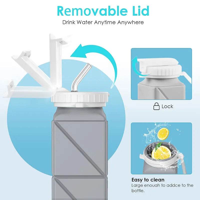 Space-Saving 620ml Collapsible Water Bottle: Leakproof & Reusable for Travel & Gym