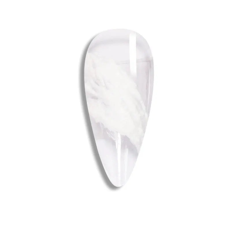 White nail tip with marbled pattern on a white background