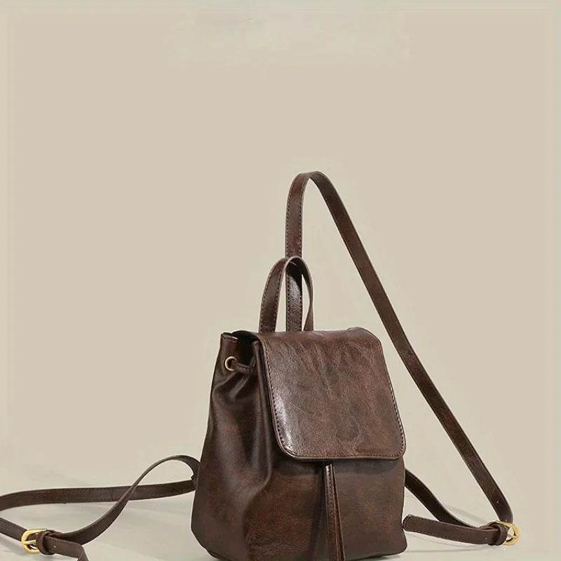 Small Drawstring Backpack for Women: PU Leather Mini Backpack for School & Travel - Stylemein