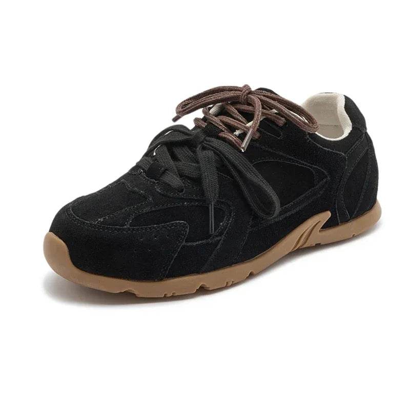 Retro German Trainers: Women's Genuine Leather Sneakers with Fur Trim - Stylemein