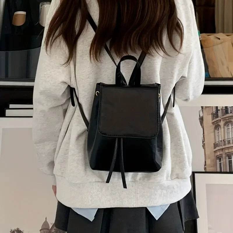 Small Drawstring Backpack for Women: PU Leather Mini Backpack for School & Travel - Stylemein