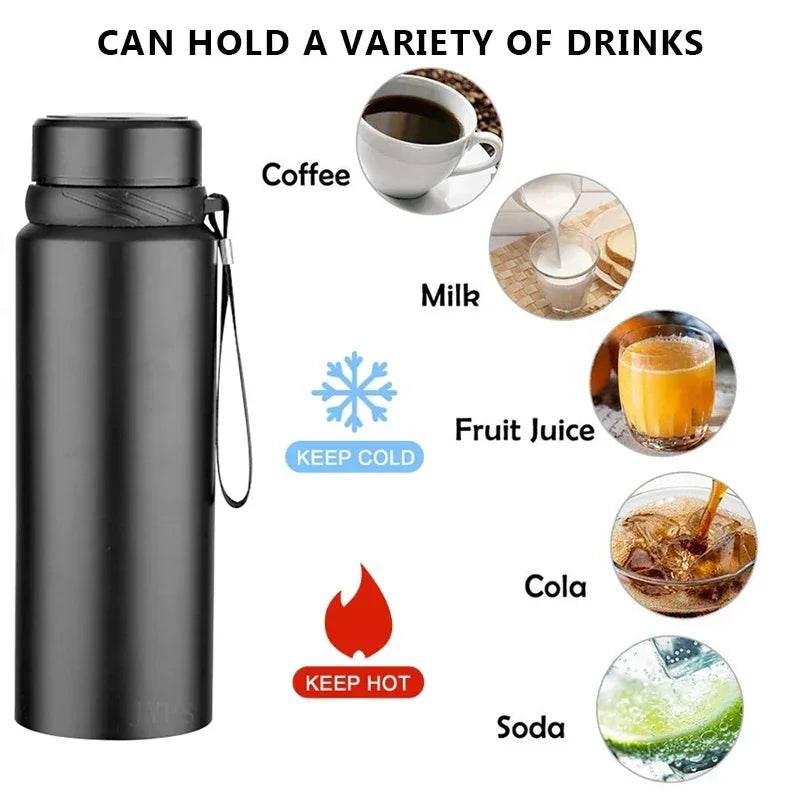 1L Stainless Steel Thermos: Keeps Drinks Hot or Cold All Day-1000ml - Stylemein