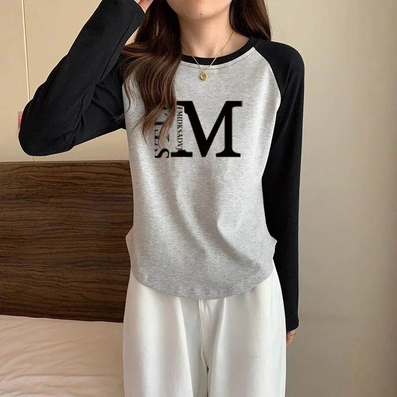 Stylemein - Vintage Letter Print Long Sleeve T-Shirt – Loose Casual Top