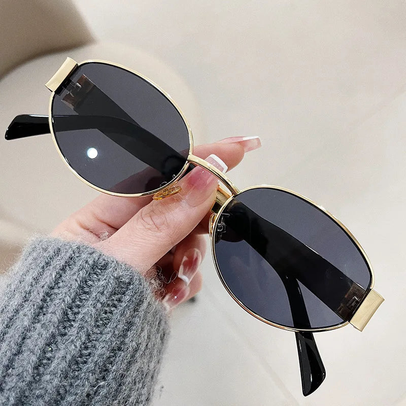 Retro Oval Metal Frame Sunglasses – Classic Unisex UV400 Eyewear for Outdoor Style and Sun Protection