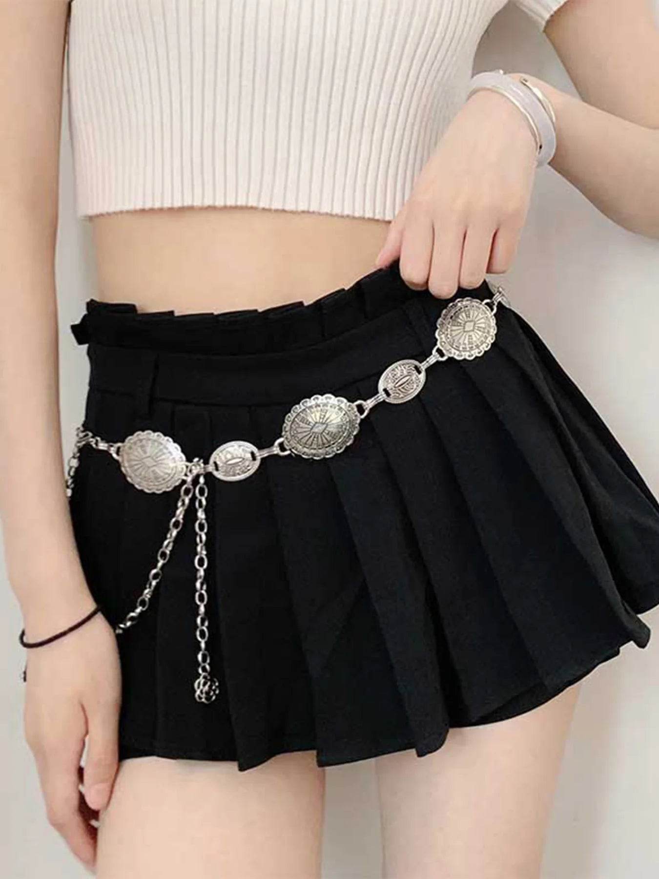 Bohemian Silver Waist Chain: Retro Ethnic Style Belt for Women - Stylemein