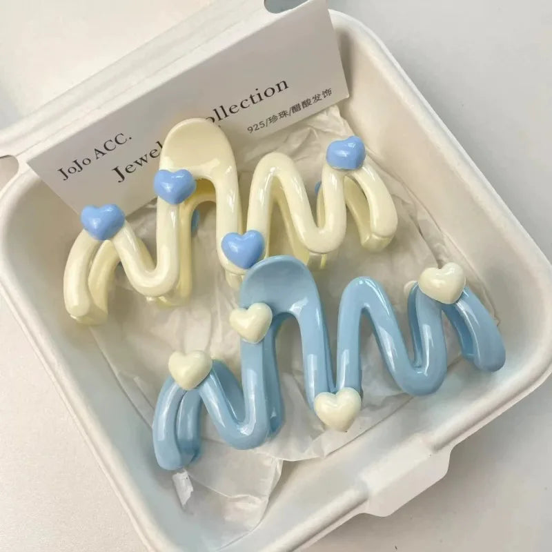 Blue Heart Wave Hair Claw Clip – Cute Women’s Accessory