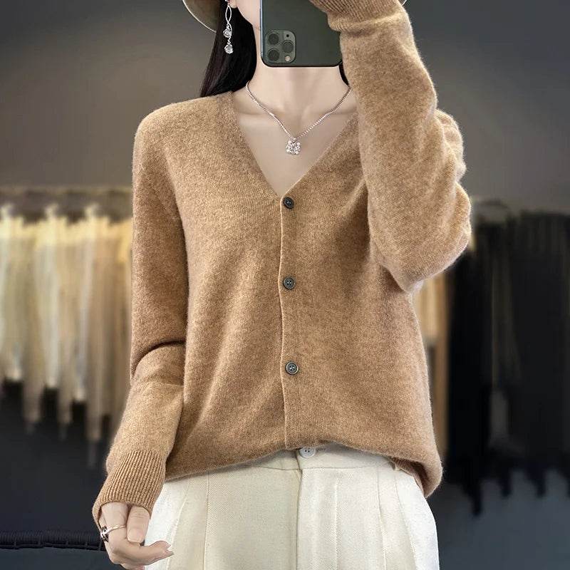 Wool Cardigan – Soft Cashmere O-Neck Sweater - Stylemein