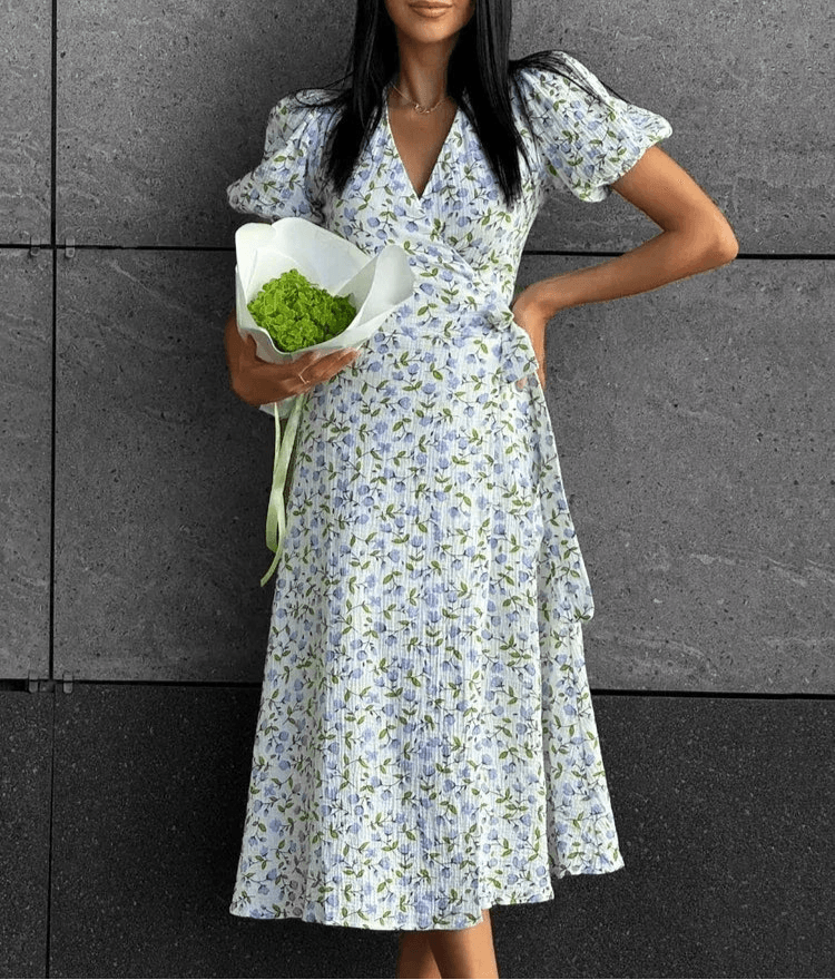 Beige Cotton A-Line Midi Dress – Women’s Lightweight Summer Muslin Dress - Stylemein