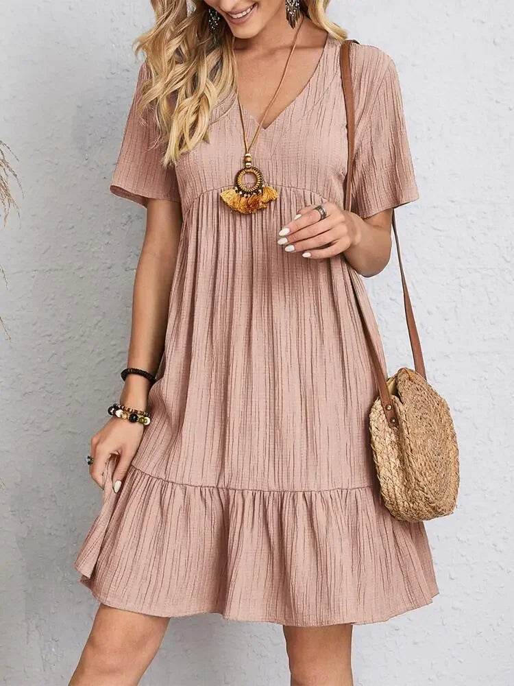 Women's Loose Vintage Ruffles Lace Befree Summer Dress - Stylemein