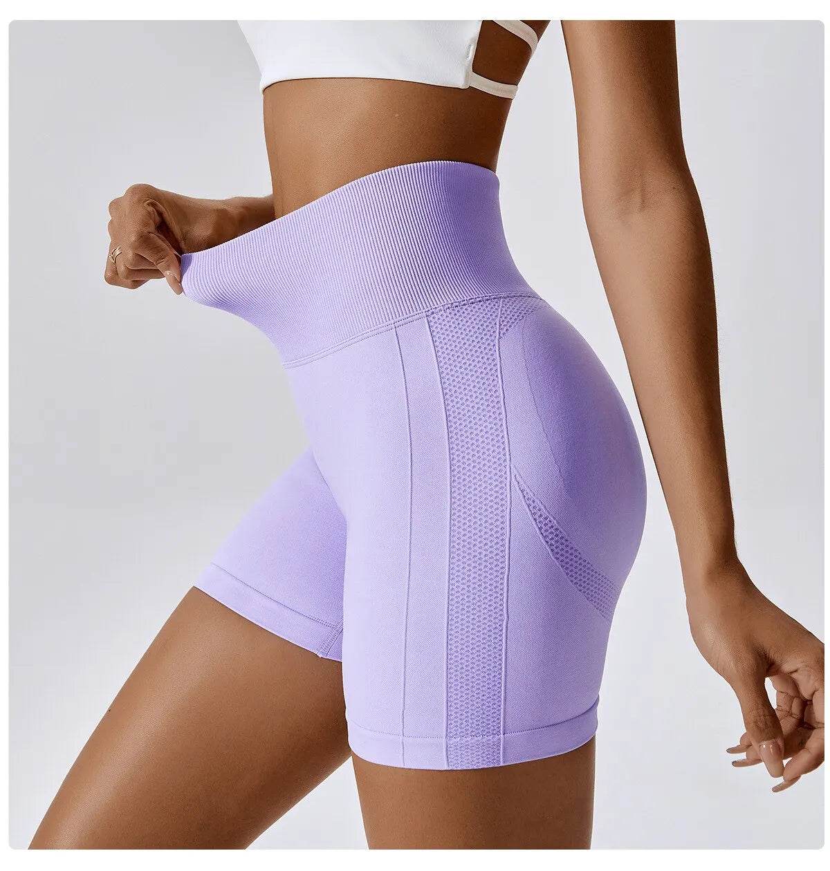 High Waist Seamless Sports Shorts – Women’s Push-Up Gym & Yoga Fitness Shorts - Stylemein
