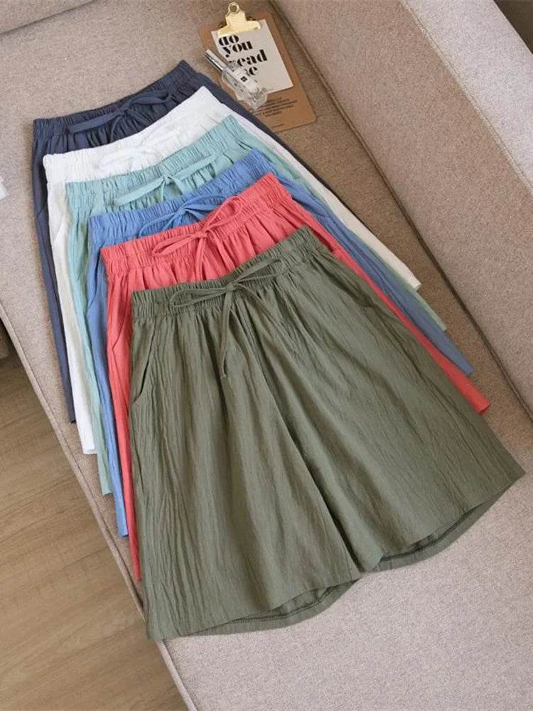Short skirt | Embroidery Elastic Waist Korean Style Short skirt | Colorful Simple Oversize Female Trousers - Stylemein