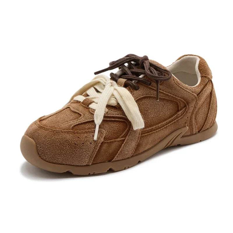Retro German Trainers: Women's Genuine Leather Sneakers with Fur Trim - Stylemein
