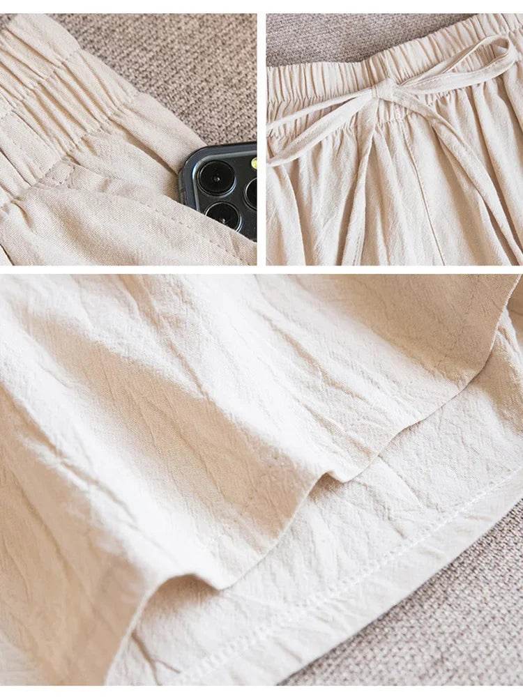 Short skirt | Embroidery Elastic Waist Korean Style Short skirt | Colorful Simple Oversize Female Trousers - Stylemein
