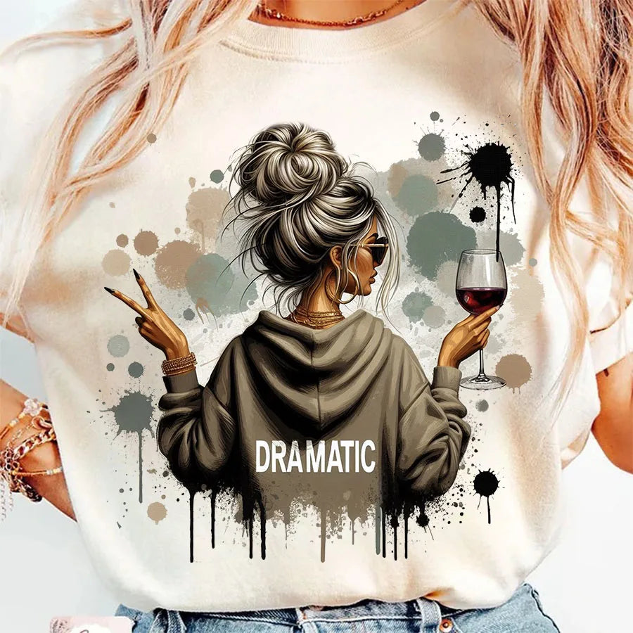 Vintage Retro Woman Iron-On Heat Transfer Decal – Dramatic Design for T-Shirts, Bags & Fabric Decor