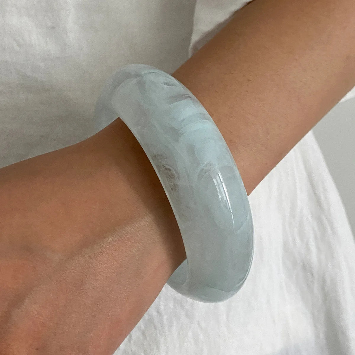 Punk Geometric Acrylic Resin Bangle – Silver Color Bracelet for Women & Men