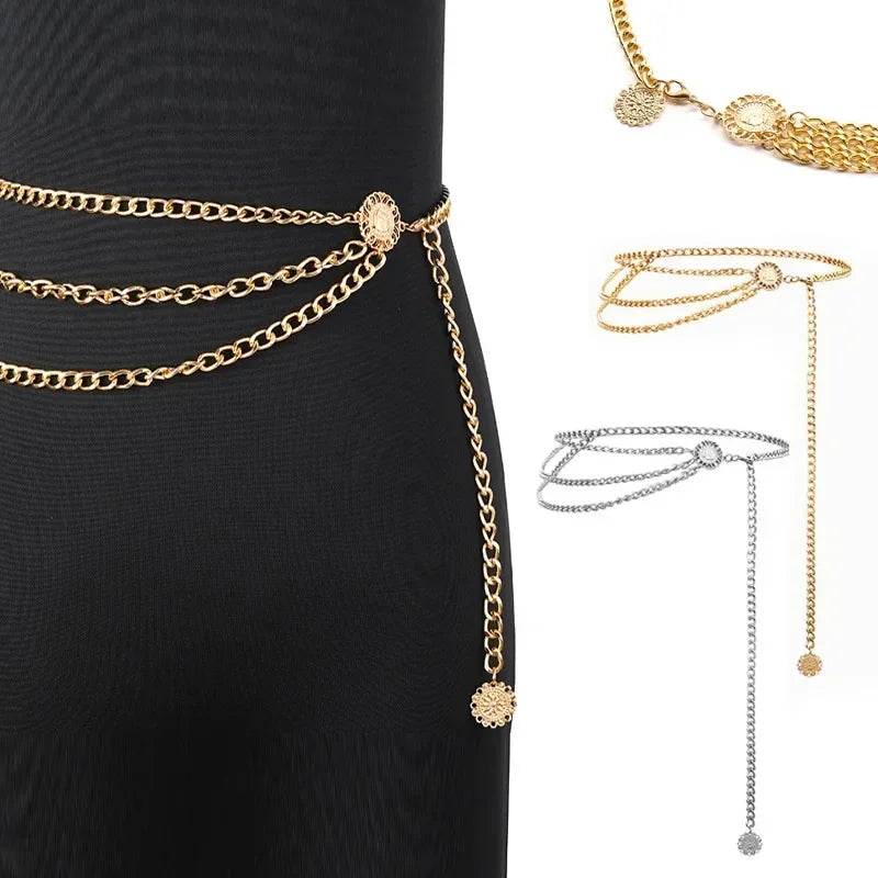 Retro Rhinestone Chain Belt – Multilayer Tassel Waist Chain for Women - Stylemein