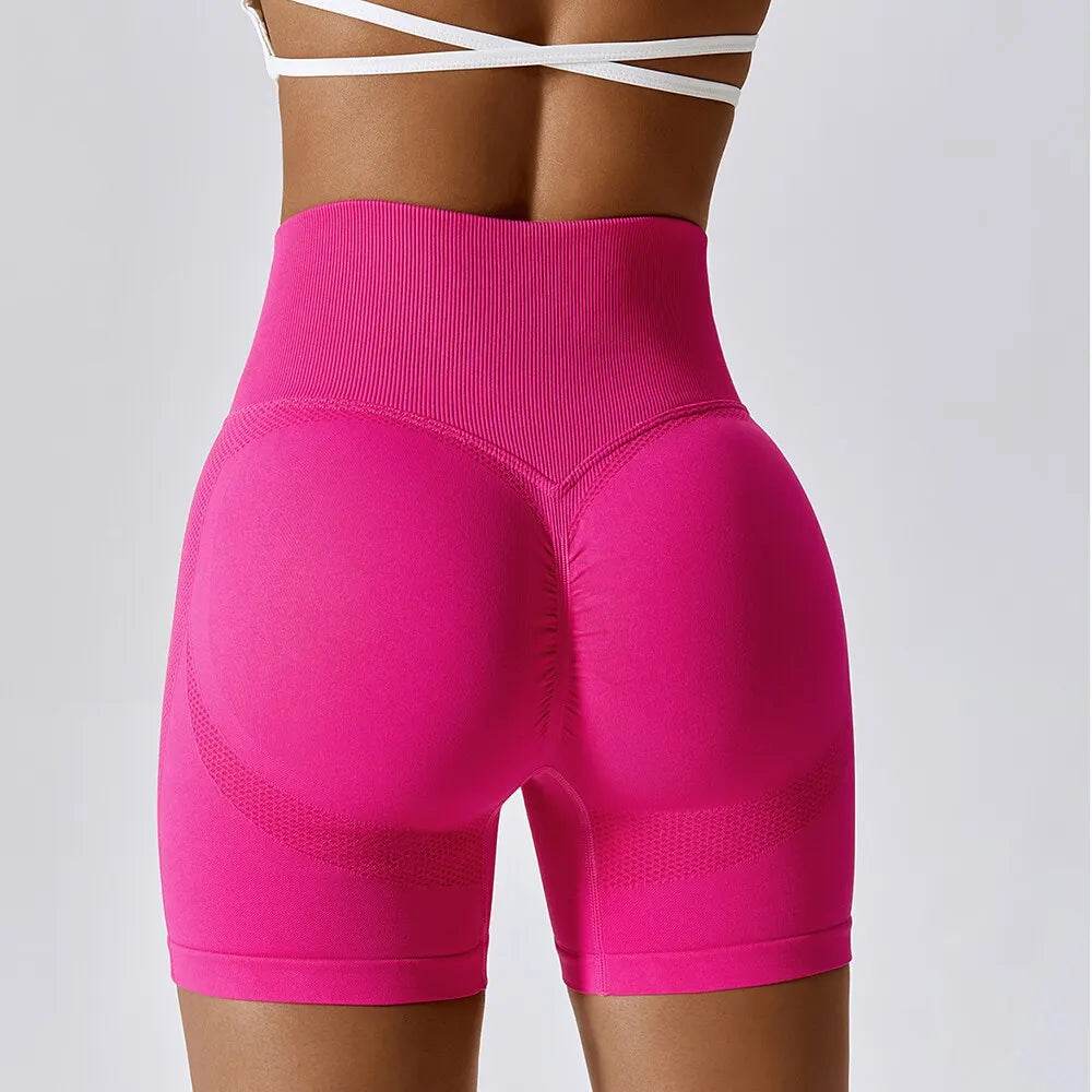 High Waist Seamless Sports Shorts – Women’s Push-Up Gym & Yoga Fitness Shorts - Stylemein