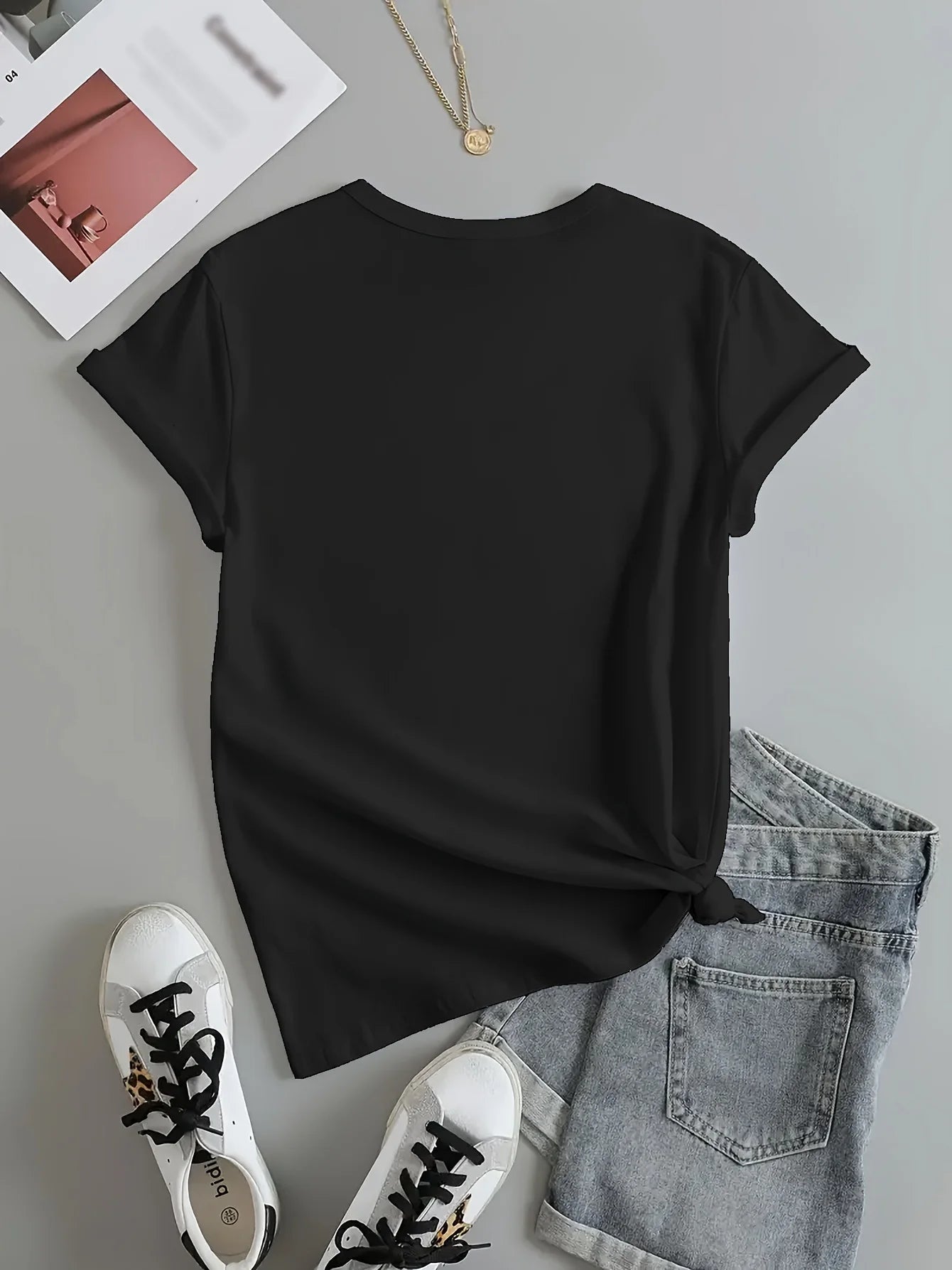 Women’s Cat Print Casual Short Sleeve T-shirt – Summer & Spring Crew Neck Top