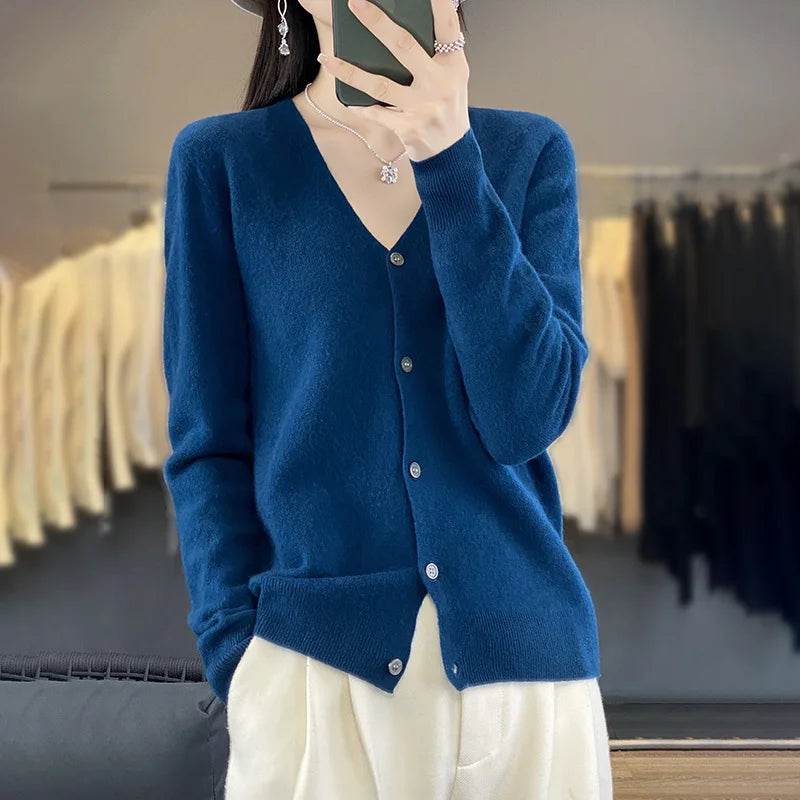 Wool Cardigan – Soft Cashmere O-Neck Sweater - Stylemein