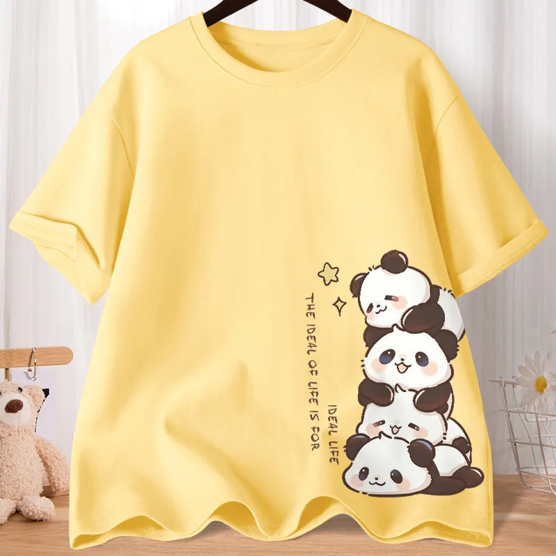 Women’s Oversized Panda Print T-Shirt – Cute Summer Casual Top