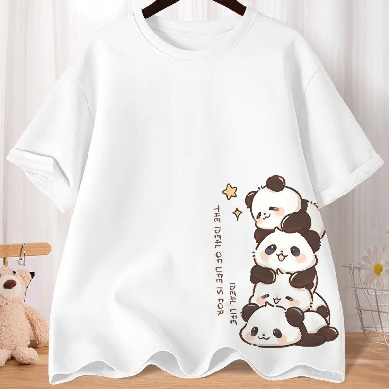 Women’s Oversized Panda Print T-Shirt – Cute Summer Casual Top