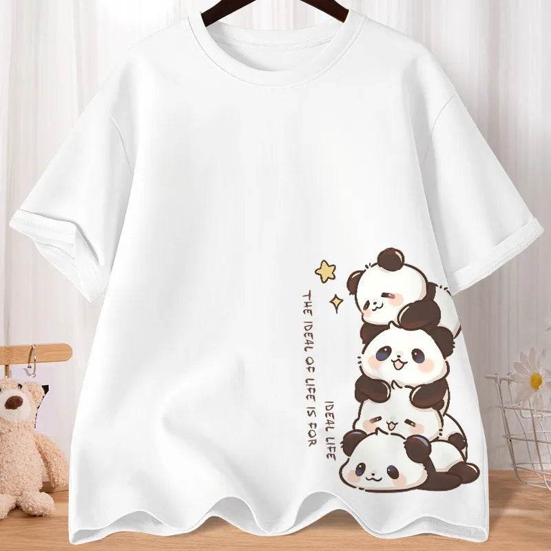 Stylemein - Women’s Oversized Panda Print T-Shirt – Cute Summer Casual Top