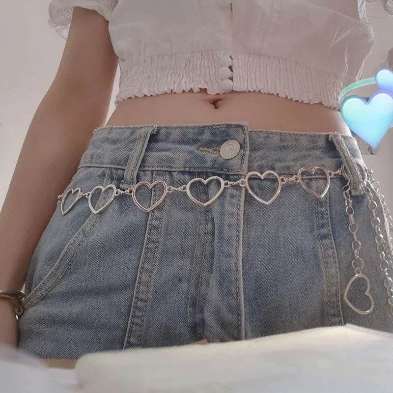 Heart-Shaped Metal Waist Chain – Chic Adjustable Belt for Women - Stylemein