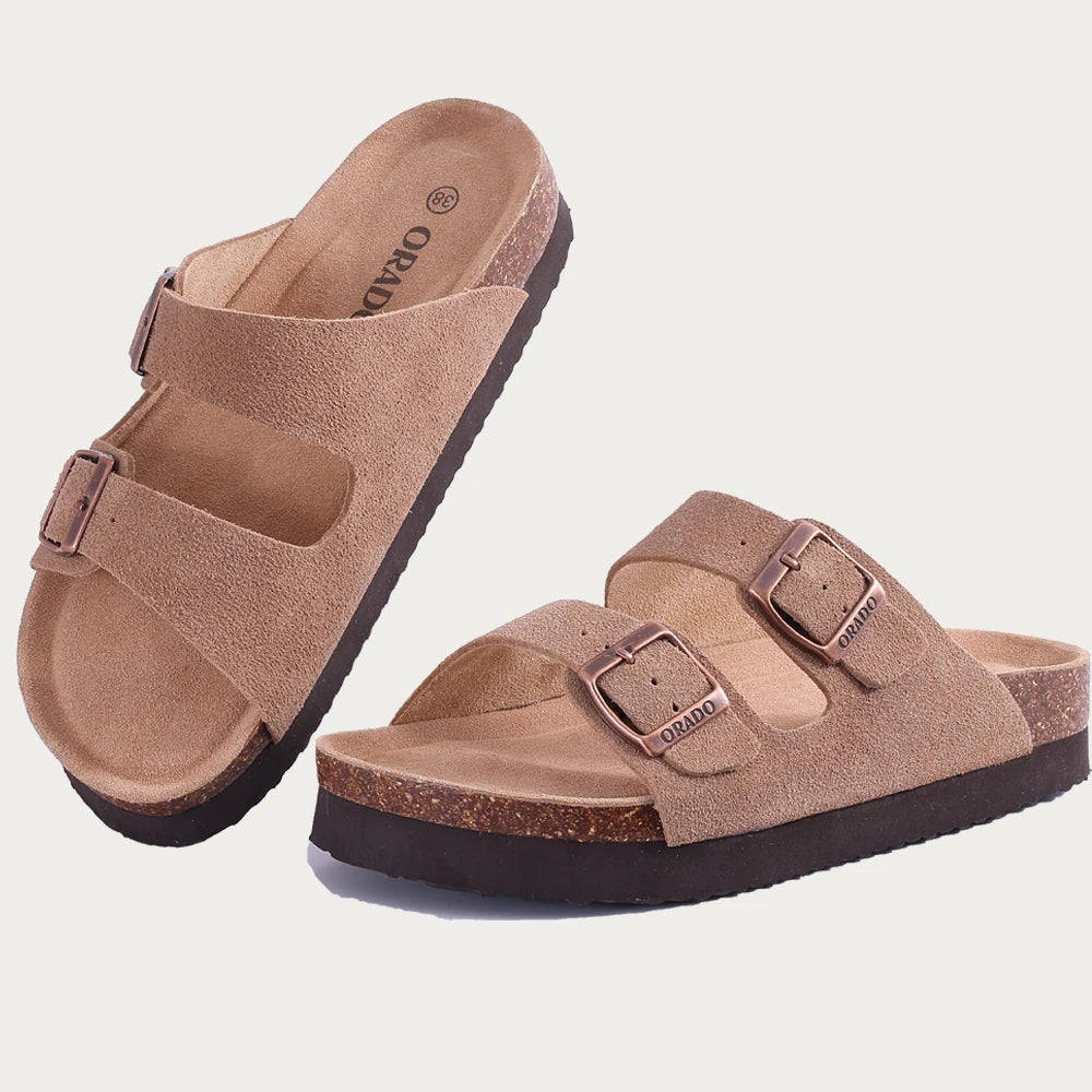 Unisex classic cork sandals side view

