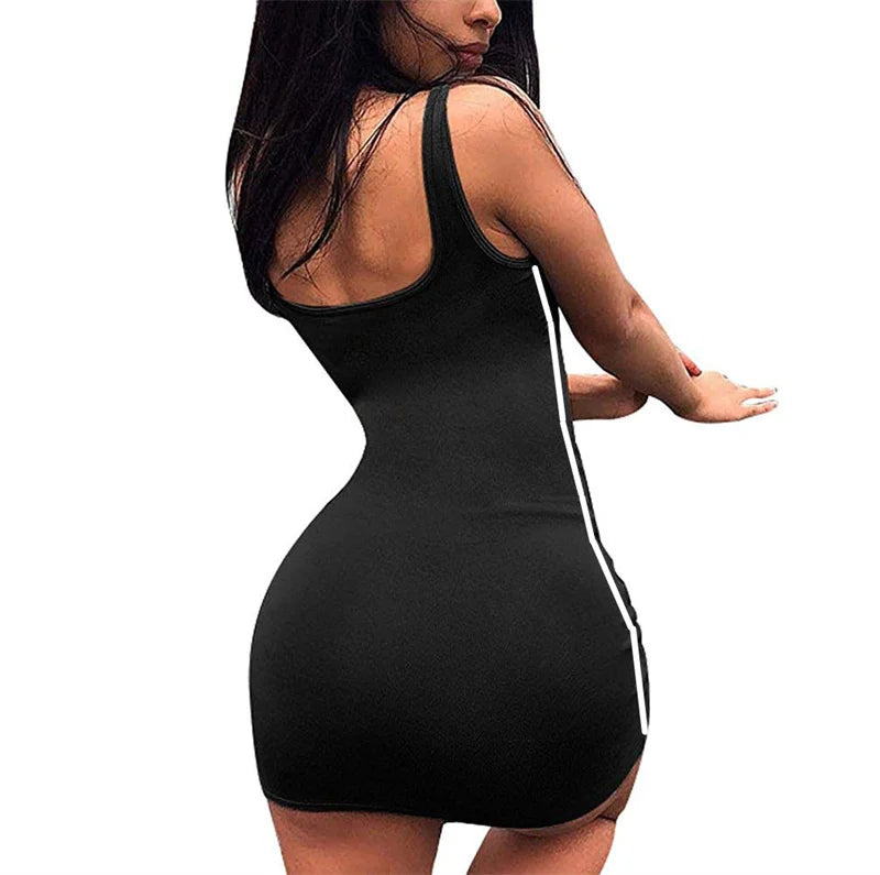Summer Casual Spaghetti Strap Sheath Dress – Sleeveless Slim Fit Stretch Dress for Women
