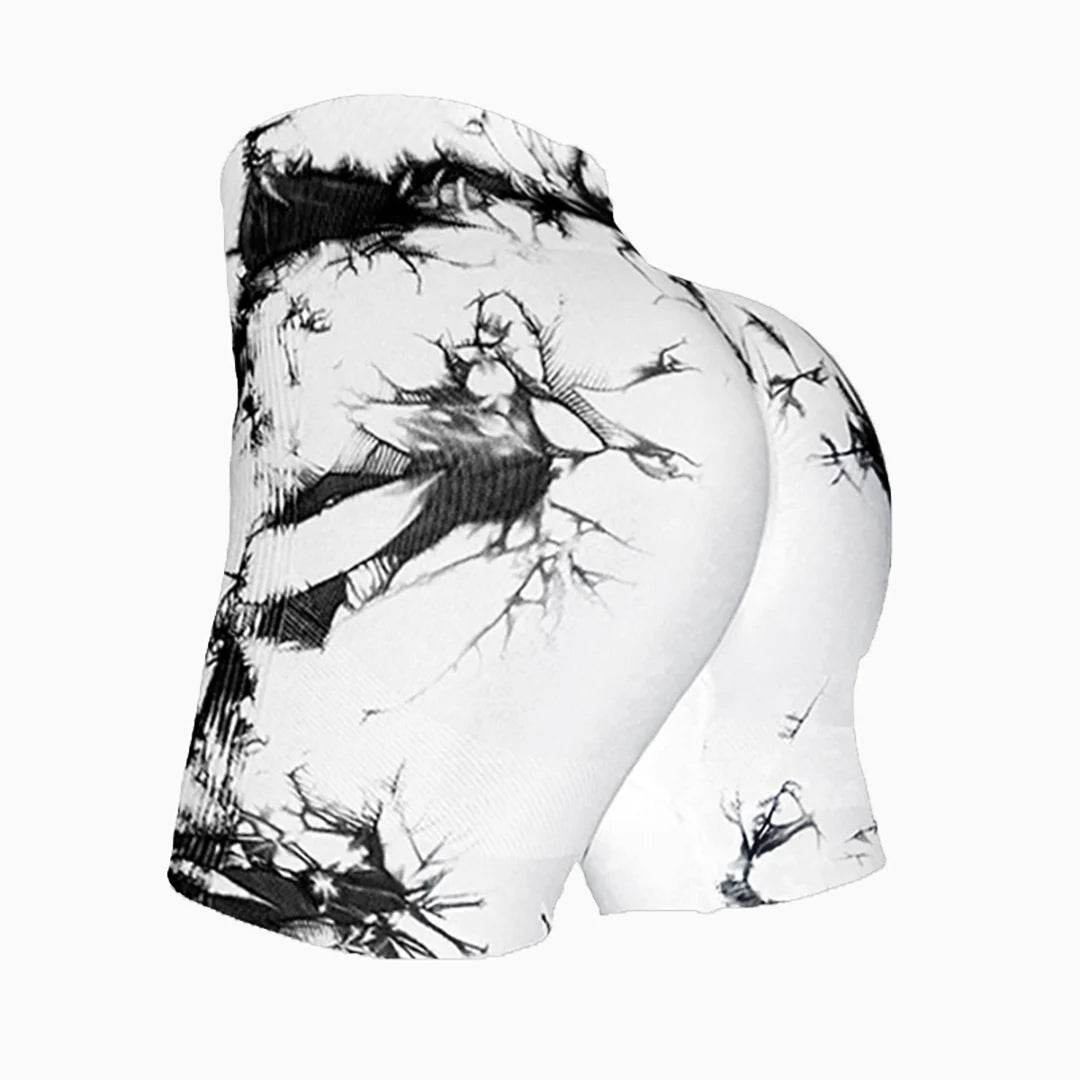 Tie-Dye Seamless High Waist Shorts – Peach-Lifting Fitness Yoga Bottoms - Stylemein