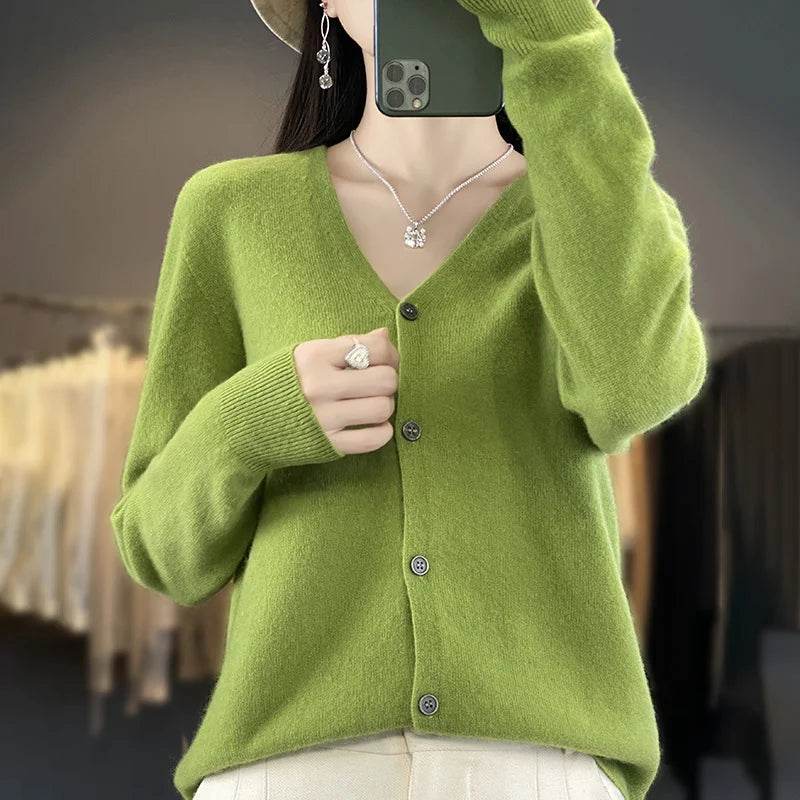 Wool Cardigan – Soft Cashmere O-Neck Sweater - Stylemein
