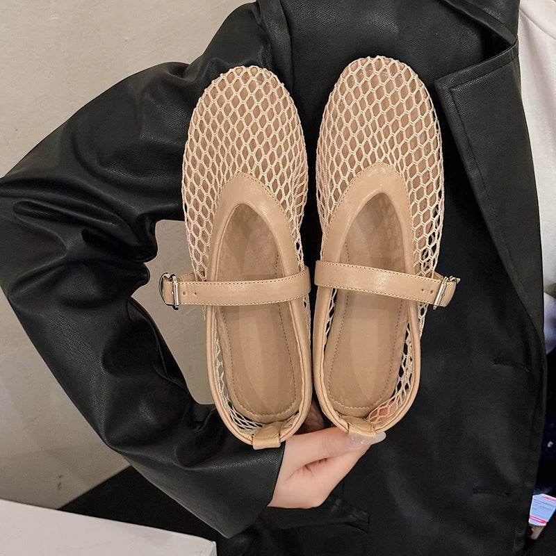 Breathable Hollow Ballet – Women’s Round Toe Mary Jane Sandals for Casual Comfort - Stylemein