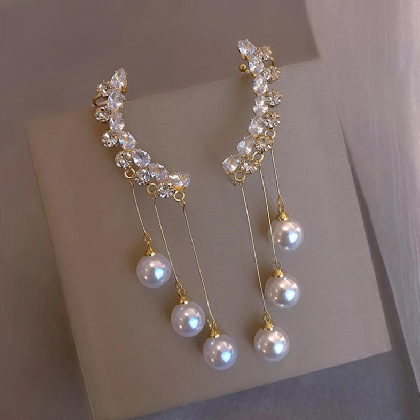 Women’s Pearl Tassel Earrings Set – Elegant Trendy Jewelry Gift