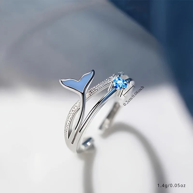 Mermaid Tail Cuff Ring – Adjustable Open Design Minimalist Jewelry for Women