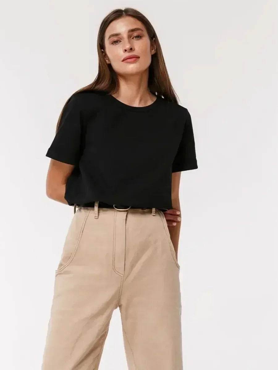 100% Cotton Women’s T-Shirt – Loose Fit Summer Basic Tee - Stylemein
