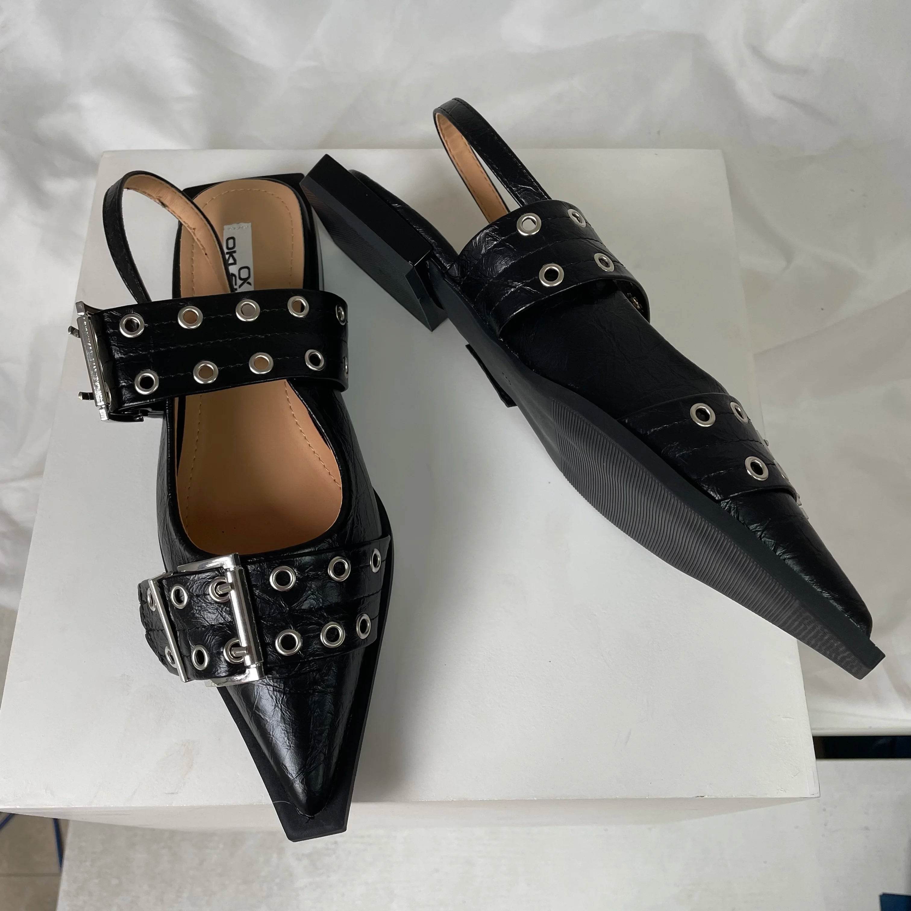 Pointed Toe Slingback Flats – Women’s Shallow Cut Fashion Flats in Big Sizes - Stylemein