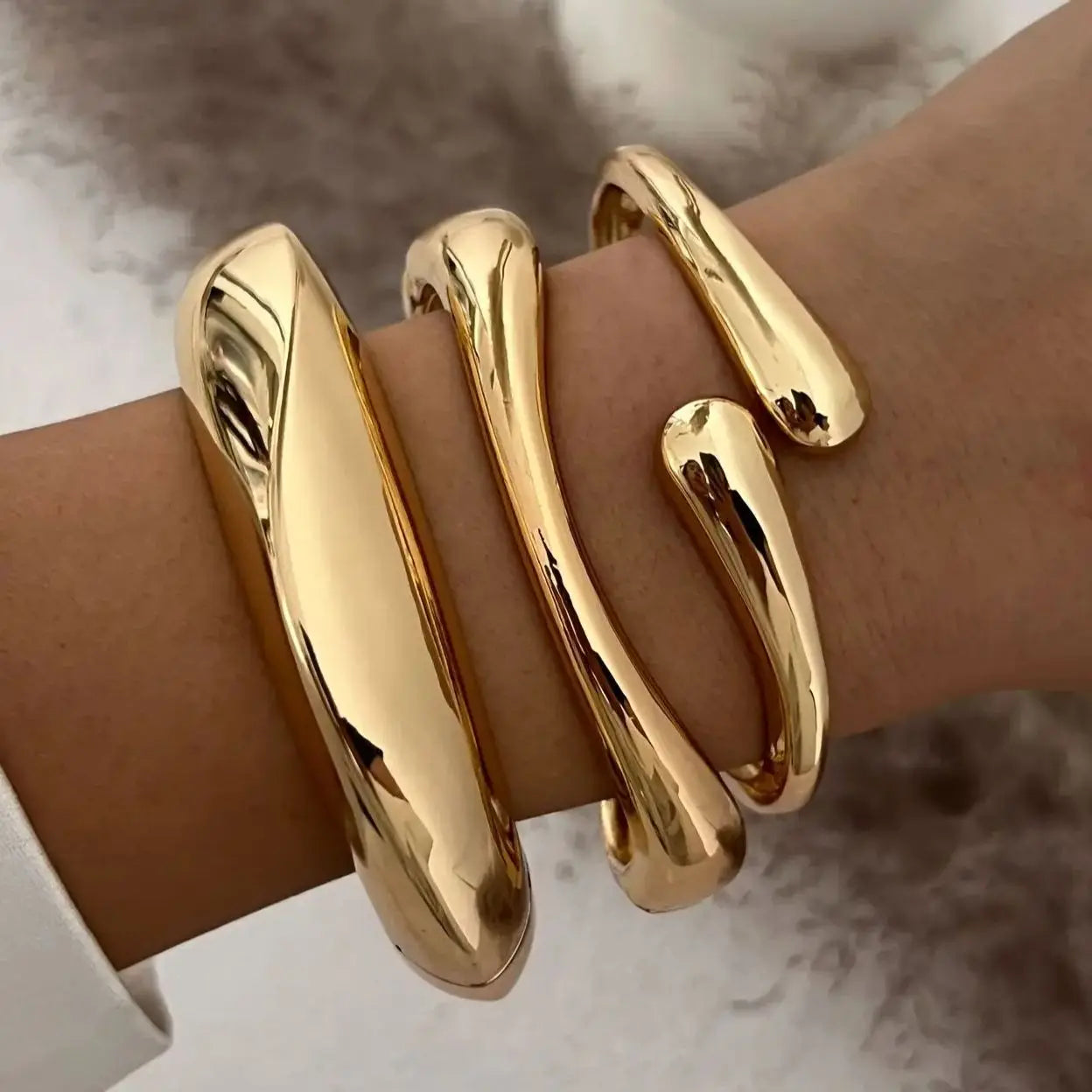 Punk silver metal bangle

