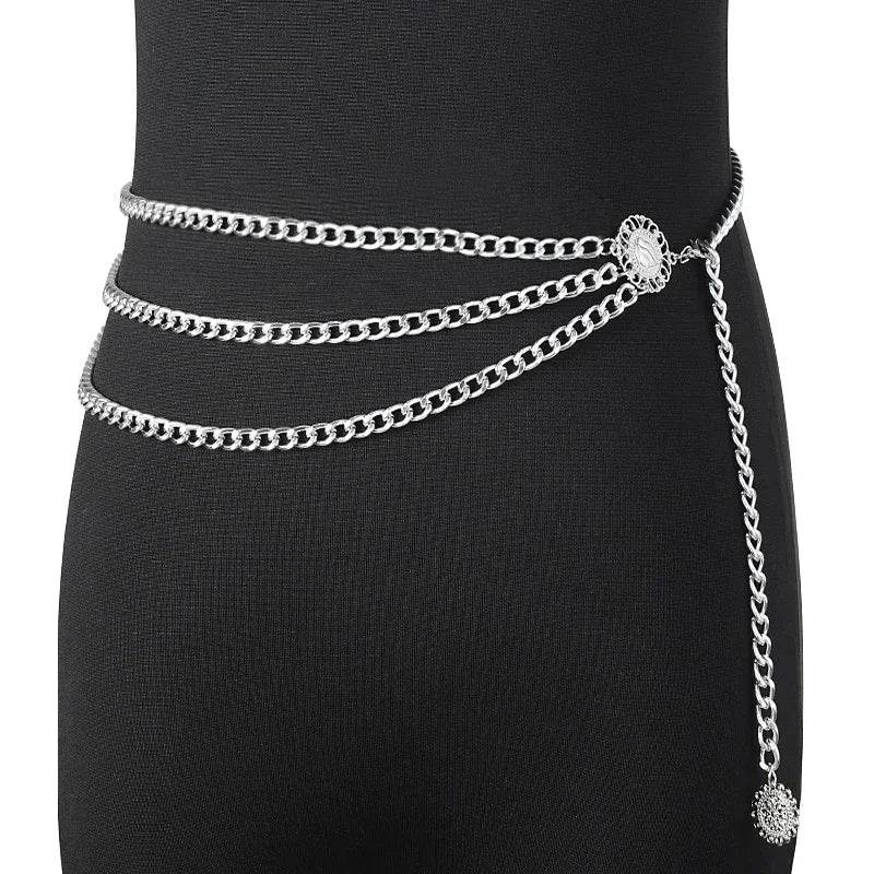 Retro Rhinestone Chain Belt – Multilayer Tassel Waist Chain for Women - Stylemein