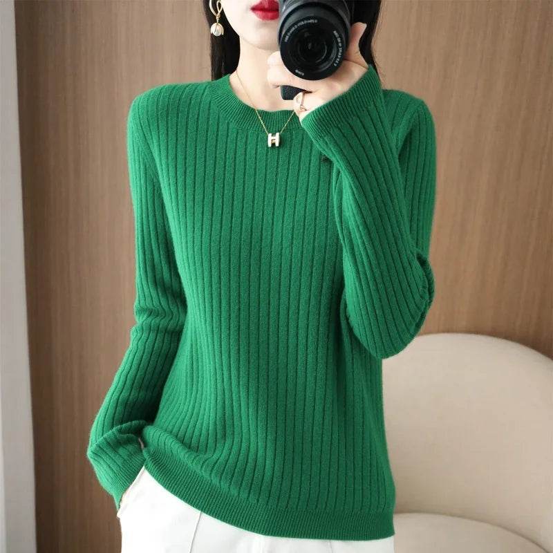 Striped Loose Knit Sweater – Warm O-Neck Long Sleeve Pullover - Stylemein