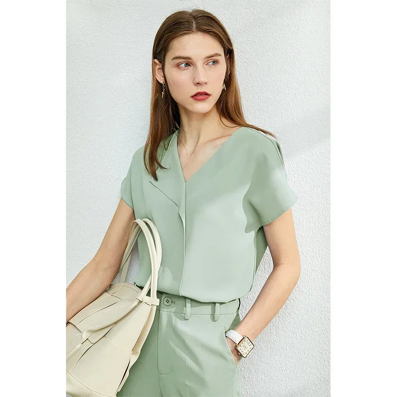 Women’s Chiffon Blouse – Minimalist Loose Fit Elegant Casual Top