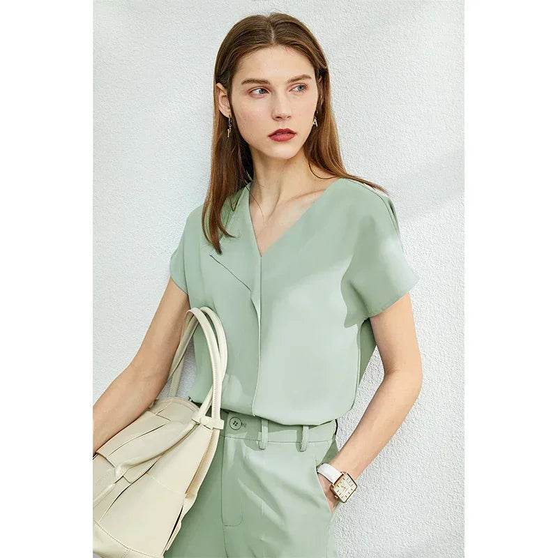 Stylemein - Women’s Chiffon Blouse – Minimalist Loose Fit Elegant Casual Top