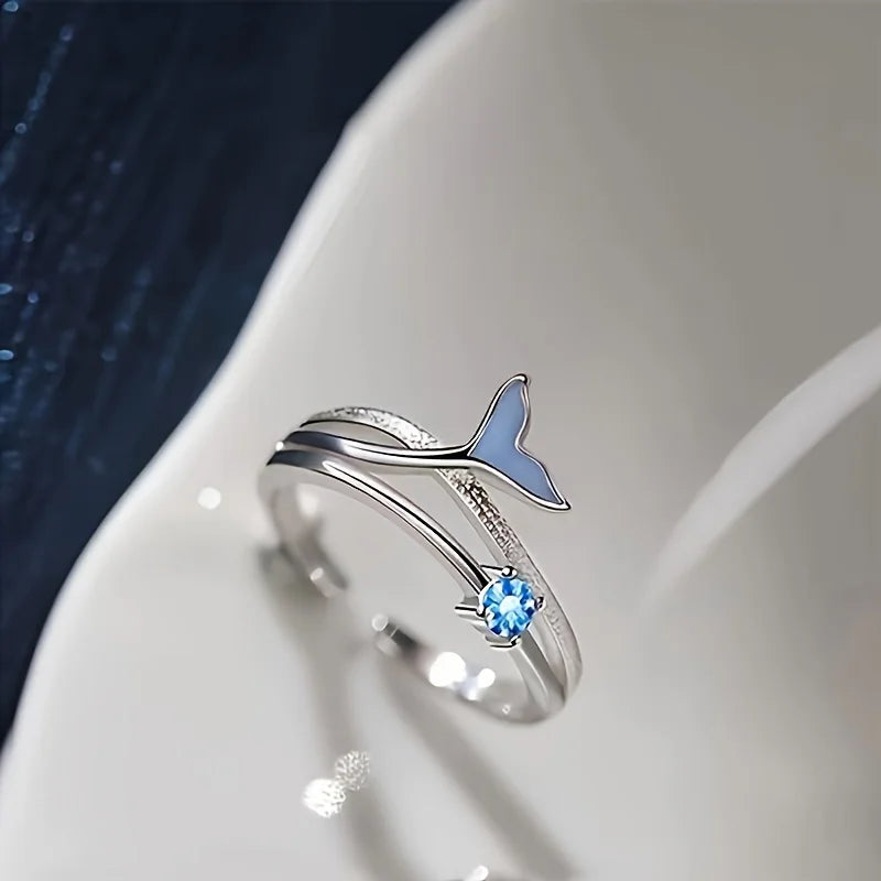 Mermaid Tail Cuff Ring – Adjustable Open Design Minimalist Jewelry for Women
