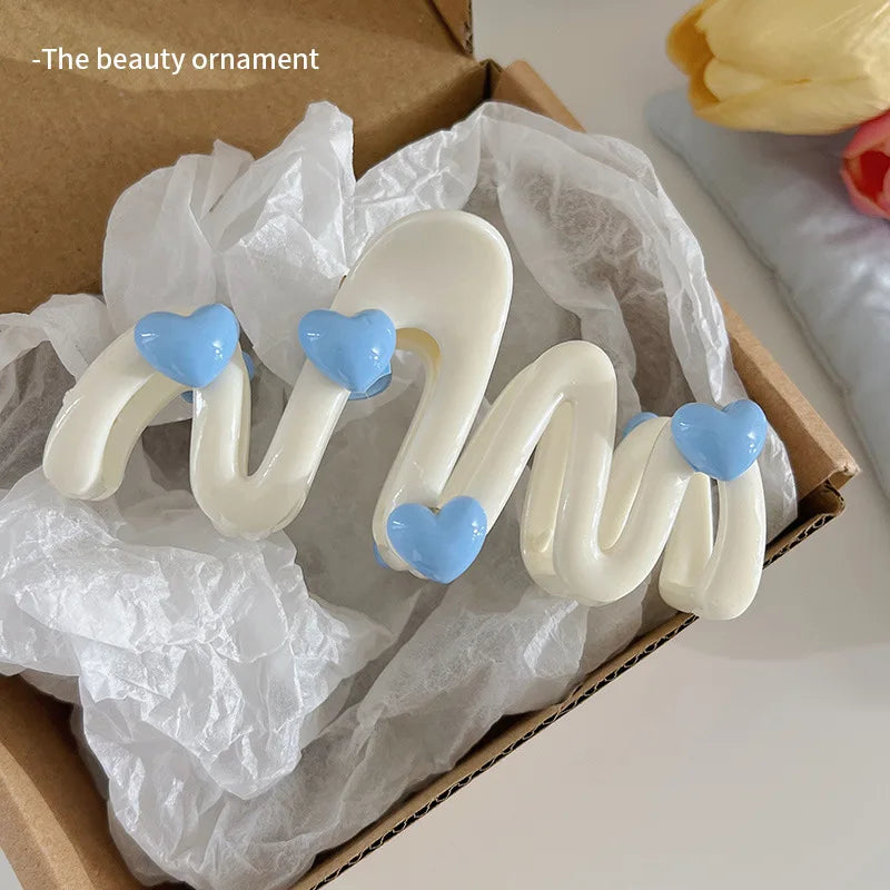 Blue Heart Wave Hair Claw Clip – Cute Women’s Accessory